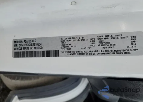 2025 Ram Promaster 2500 2500 High z USA, uszkodzony, nr VIN 3C6LRVDG1SE516554